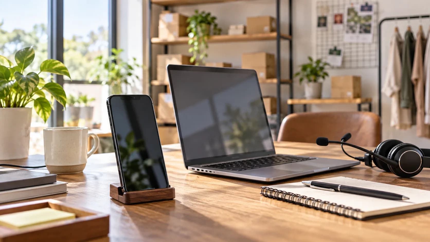 Teléfono y herramientas de trabajo para organizar atención y ventas por mensajería