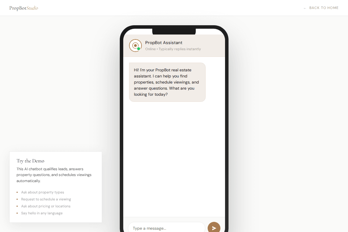 PropBot Studio Chatbot